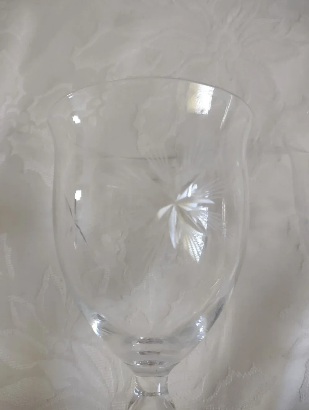 Star Flower Etched Stemmed Tall Glasses Crystal Wine Champagne